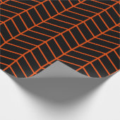 Zickzack Wrapping Paper - Bright Orange auf Black  Geschenkpapier (Ecke)