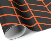 Zickzack Wrapping Paper - Bright Orange auf Black  Geschenkpapier (Rolleneckpunkt)