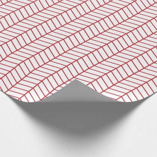 Zickzack Wrapping Paper - Dunkelrot auf Weiß Geschenkpapier (Ecke)