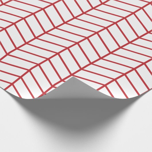 Zickzack Wrapping Paper - Dunkelrot auf Weiß |XL| Geschenkpapier (Ecke)