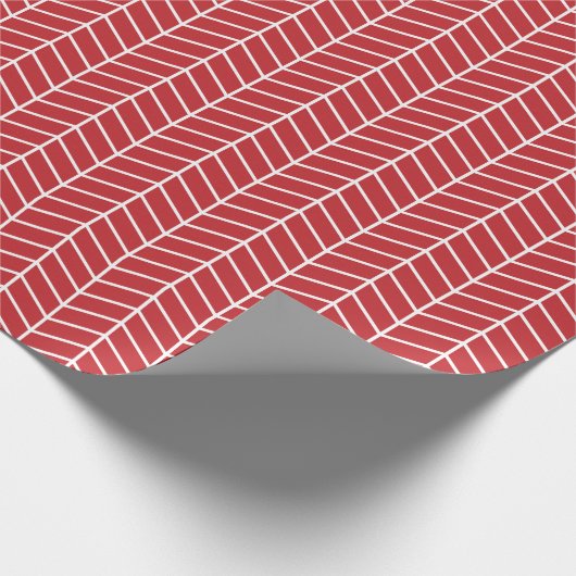 Zickzack Wrapping Paper - White on Dark Red Geschenkpapier (Ecke)
