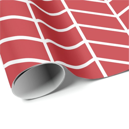 Zickzack Wrapping Paper - White on Dark Red |XL| Geschenkpapier (Rolleneckpunkt)