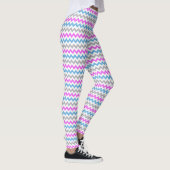 Zickzack Zag-Muster in Rosa, Blau und Grau Leggings (Rechts)