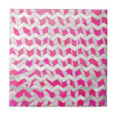 Zickzack Zebra in Pink und Weiß Fliese (Vorderseite)
