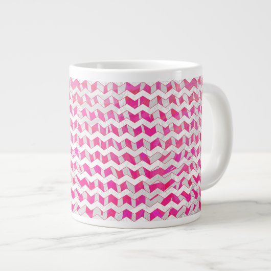 Zickzack Zebra in Pink und Weiß Jumbo-Tasse (Vorderseite Rechts)