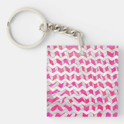 Zickzack Zebra in Pink und Weiß Schlüsselanhänger (Vorderseite)