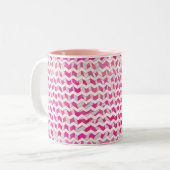 Zickzack Zebra in Pink und Weiß Zweifarbige Tasse (Vorderseite Links)