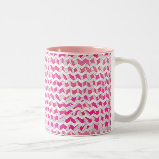 Zickzack Zebra in Pink und Weiß Zweifarbige Tasse (Rechts)