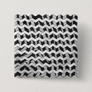 Zickzack Zebra-Muster in Schwarz und Grau Button