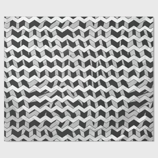 Zickzack Zebra-Muster in Schwarz und Grau Geschenkpapier (Flach)