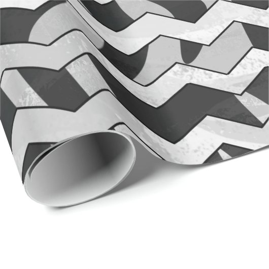 Zickzack Zebra-Muster in Schwarz und Grau Geschenkpapier (Rolleneckpunkt)