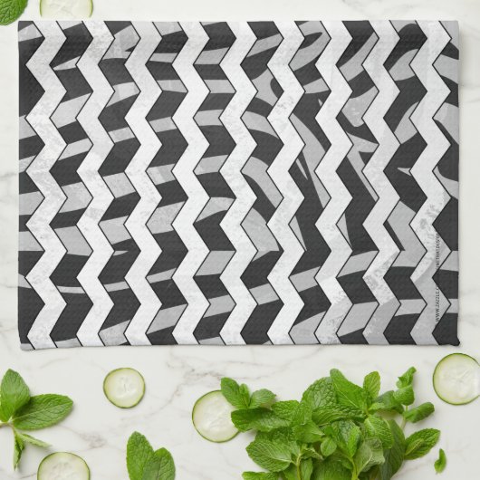 Zickzack Zebra-Muster in Schwarz und Grau Handtuch (Gefaltet)