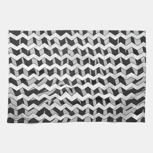 Zickzack Zebra-Muster in Schwarz und Grau Handtuch (Horizontal)
