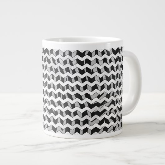 Zickzack Zebra-Muster in Schwarz und Grau Jumbo-Tasse (Vorderseite Rechts)