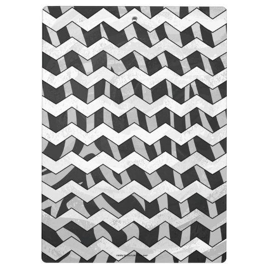 Zickzack Zebra-Muster in Schwarz und Grau Klemmbrett (Rückseite)