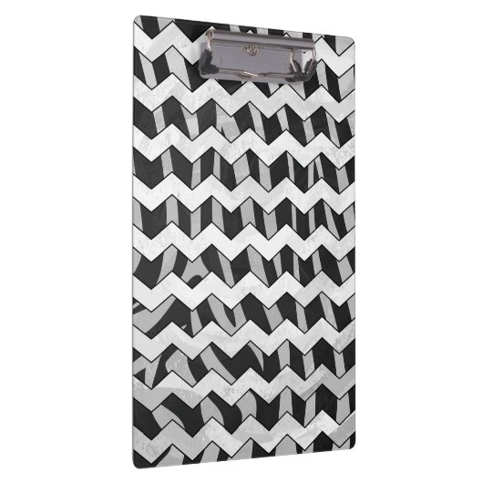 Zickzack Zebra-Muster in Schwarz und Grau Klemmbrett (Rechts)