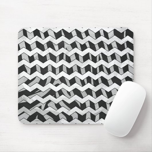 Zickzack Zebra-Muster in Schwarz und Grau Mousepad (Mit Mouse)