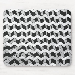 Zickzack Zebra-Muster in Schwarz und Grau Mousepad