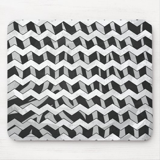 Zickzack Zebra-Muster in Schwarz und Grau Mousepad (Vorne)