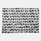 Zickzack Zebra Schwarz und Grau Geschirrtuch (Horizontal)