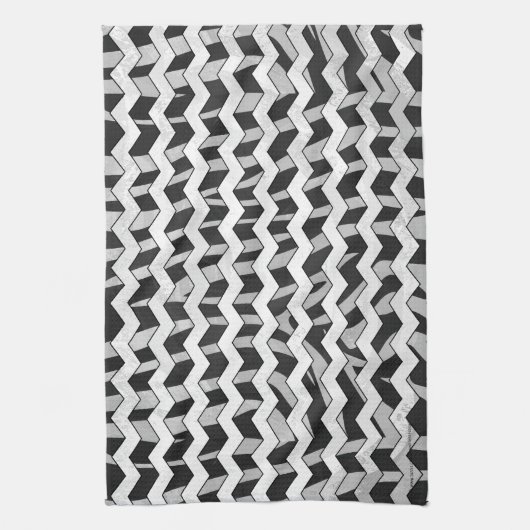 Zickzack Zebra Schwarz und Grau Geschirrtuch (Vertikal)