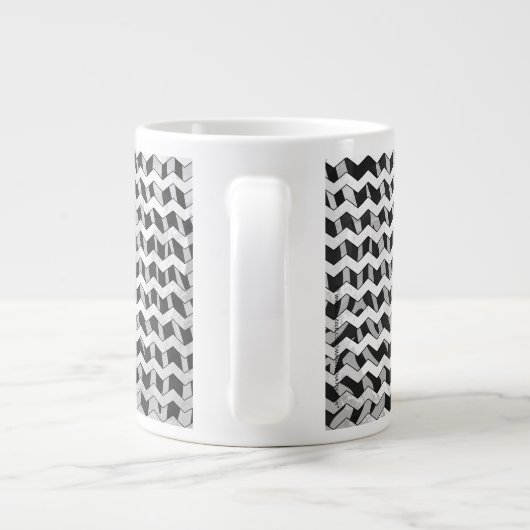 Zickzack Zebra Schwarz und Grau Jumbo-Tasse (Rückseite)