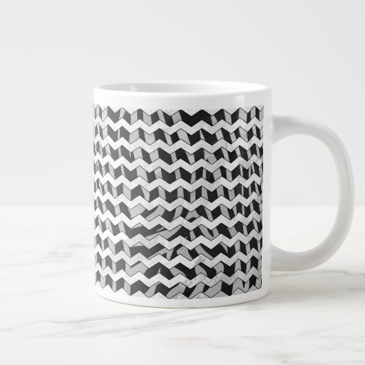 Zickzack Zebra Schwarz und Grau Jumbo-Tasse (Rechts)