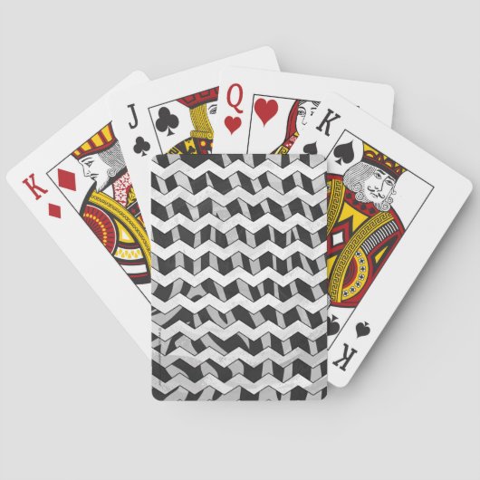Zickzack Zebra Schwarz und Grau Spielkarten (Rückseite)
