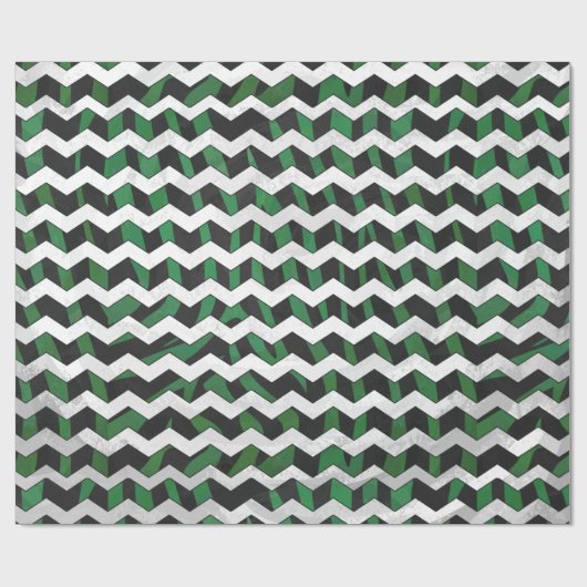 Zickzack Zebra-Schwarz- und Gründrucke Geschenkpapier (Flach)