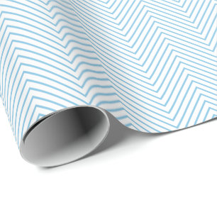 Zickzack Zeilenumbruch Papier - Light Blue on Whit Geschenkpapier