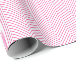 Zickzack Zeilenumbruch Papier - Rosa auf Weiß Geschenkpapier