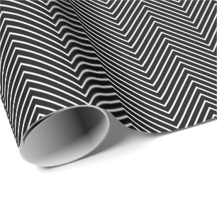 Zickzack Zeilenumbruch Papier - Weißes Schwarz Geschenkpapier