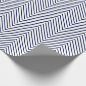 Zickzack Zeilenumbruchpapier - Navy Blue auf White Geschenkpapier (Ecke)