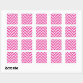 Zickzack Zick-Zag-Muster in Pink Quadratischer Aufkleber (Blatt)