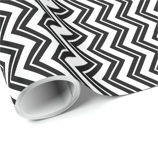 Zickzack Zickzack-Schwarzweiss-Muster Geschenkpapier (Rolleneckpunkt)