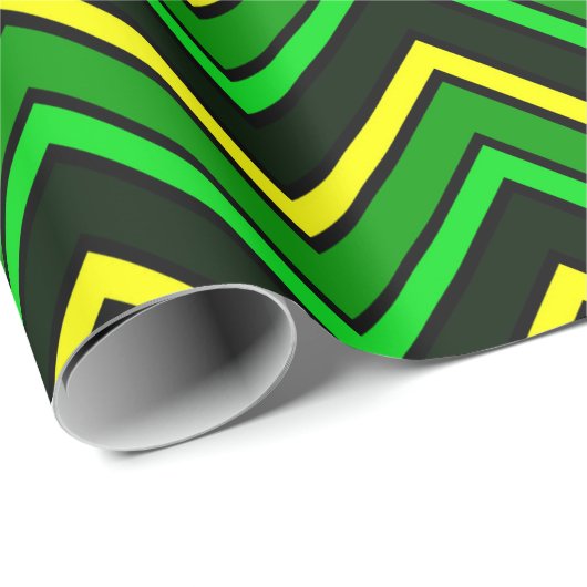 Zickzack Zickzack-Zacken in Grün, Schwarz und Gelb Geschenkpapier (Rolleneckpunkt)