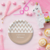 Zickzack Zickzacke Trendy Bleistift-TANs mit Namen Pappteller (Party)