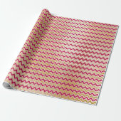 Zickzack Zig Zag Gold Metallic Bright Candy Pink Geschenkpapier (Ungerollt)