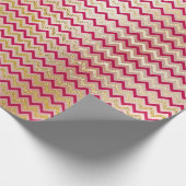 Zickzack Zig Zag Gold Metallic Bright Candy Pink Geschenkpapier (Ecke)