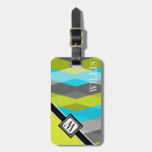 Zickzack Zig-Zag-Monogramm-Tag Gepäckanhänger (Vorderseite vertikal)