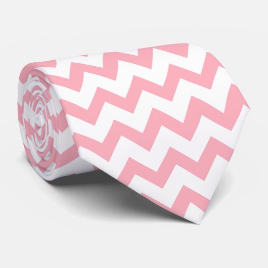 Zickzack Zig Zag Muster Chic Pink White Scandi Krawatte (Gerollt)