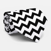 Zickzack Zig Zag Muster Chic Schwarz-weiß Scandi Krawatte (Gerollt)