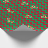 Zickzack Zig Zag Ruby Red Green Christmas Tennis Geschenkpapier (Ecke)