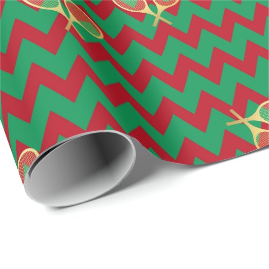 Zickzack Zig Zag Ruby Red Green Christmas Tennis Geschenkpapier (Rolleneckpunkt)