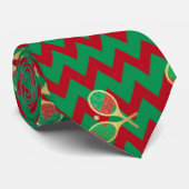 Zickzack Zig Zag Ruby Red Green Christmas Tennis Krawatte (Gerollt)