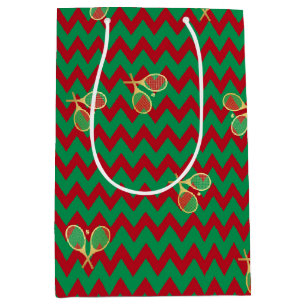 Zickzack Zig Zag Ruby Red Green Christmas Tennis Mittlere Geschenktüte