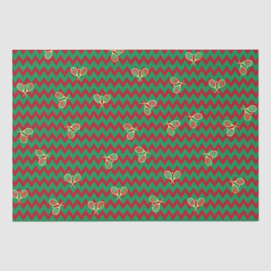 Zickzack Zig Zag Ruby Red Green Christmas Tennis Seidenpapier (Vorderseite)