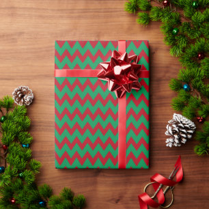 Zickzack Zig Zag Ruby Red Green Weihnachten Geschenkpapier