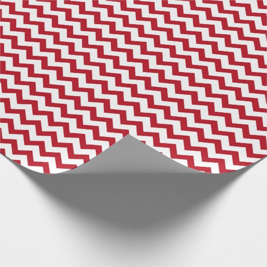 Zickzack Zig Zag Ruby Red White Geschenkpapier (Ecke)