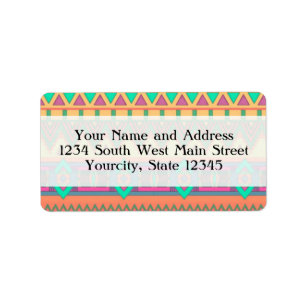 Zickzack Zig Zag Tribal Aztec Ikat Muster Adressaufkleber